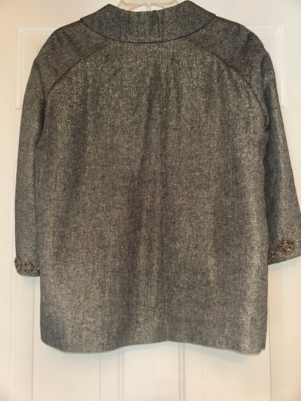 Coldwater Creek Linen Blend Swing Jacket 1X Metallic Gray Glam Button-Front - Picture 9 of 15